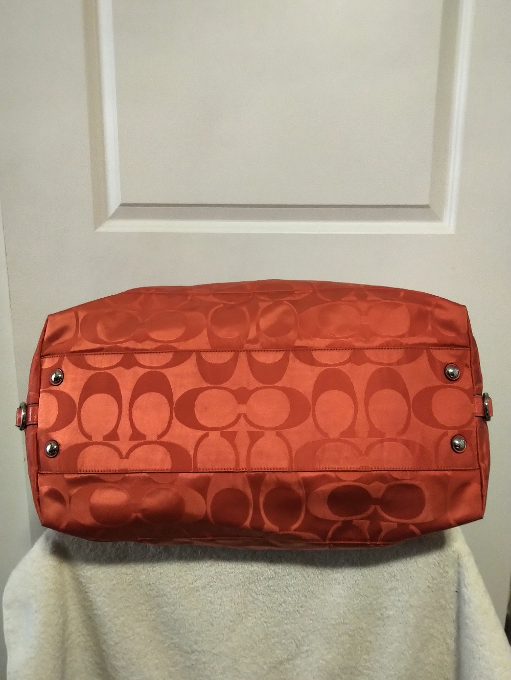 Authentic Coach CC Signature Orange Duffle Bag - Picture 5 of 11